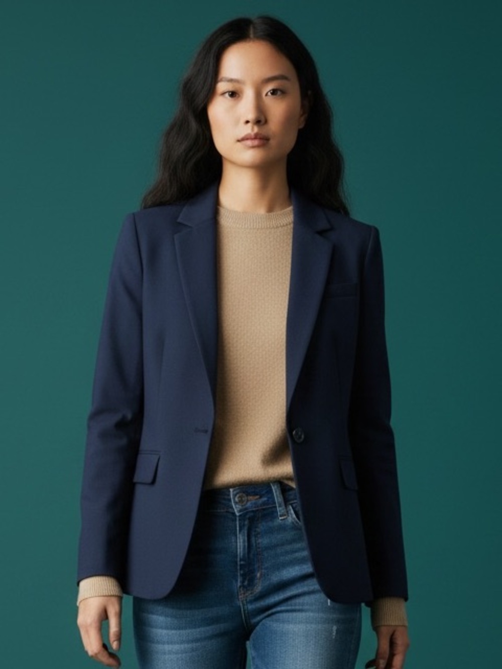 Banana Republic Navy Single-Button Blazer